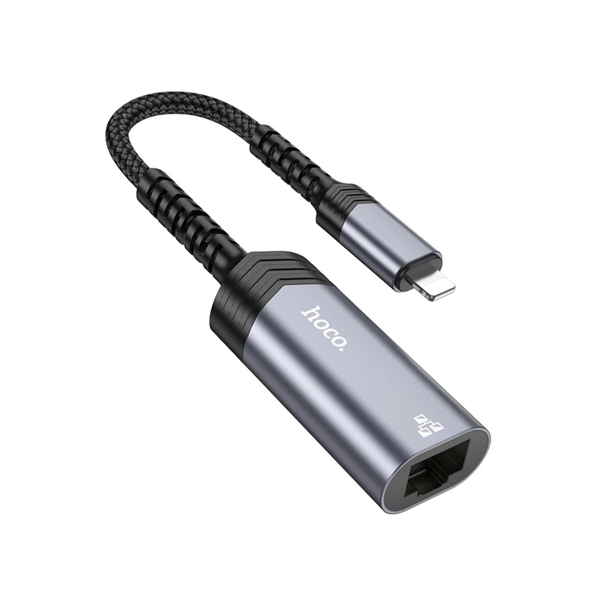Hoco. UA26 Tak Çalıştır Lightning to RJ45 100 Mbps Ethernet Dönüştürücü - Gri